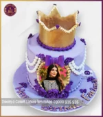 Elegant Purple Crown Theme Photo Cake for Her in Lahore