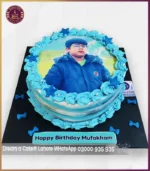 Sky Blue Personalized Picture Cake for Boy's Birthday in Lahore