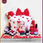Red Princess Makeup Theme Cake for Girls in Lahore