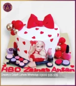 Red Princess Makeup Theme Cake for Girls in Lahore