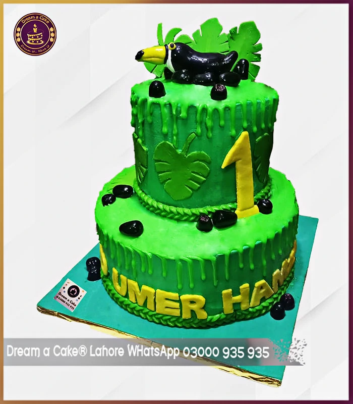 1st Birthday Green Jungle Theme Cake in Lahore Dream a Cake