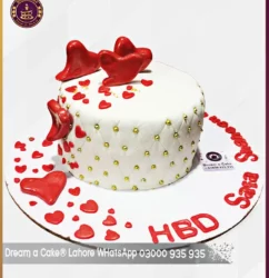3D Hearts Pearls Anniversary Cake in Lahore
