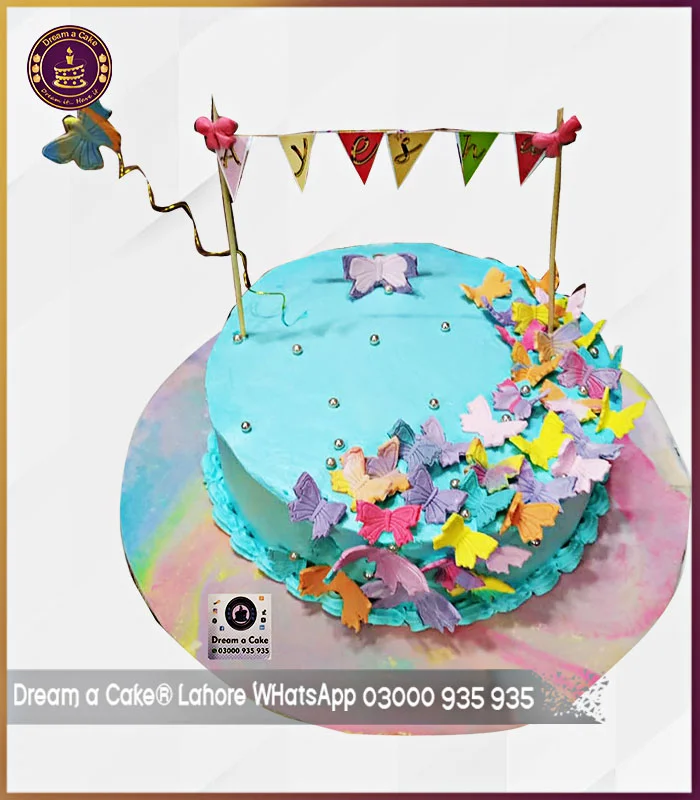 Butterflies Garland Birthday Cake in Lahore Dream a Cake