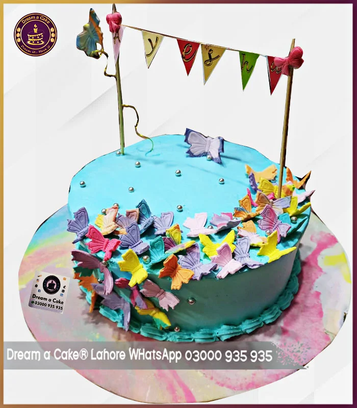 Butterflies Garland Birthday Cake in Lahore Dream a Cake