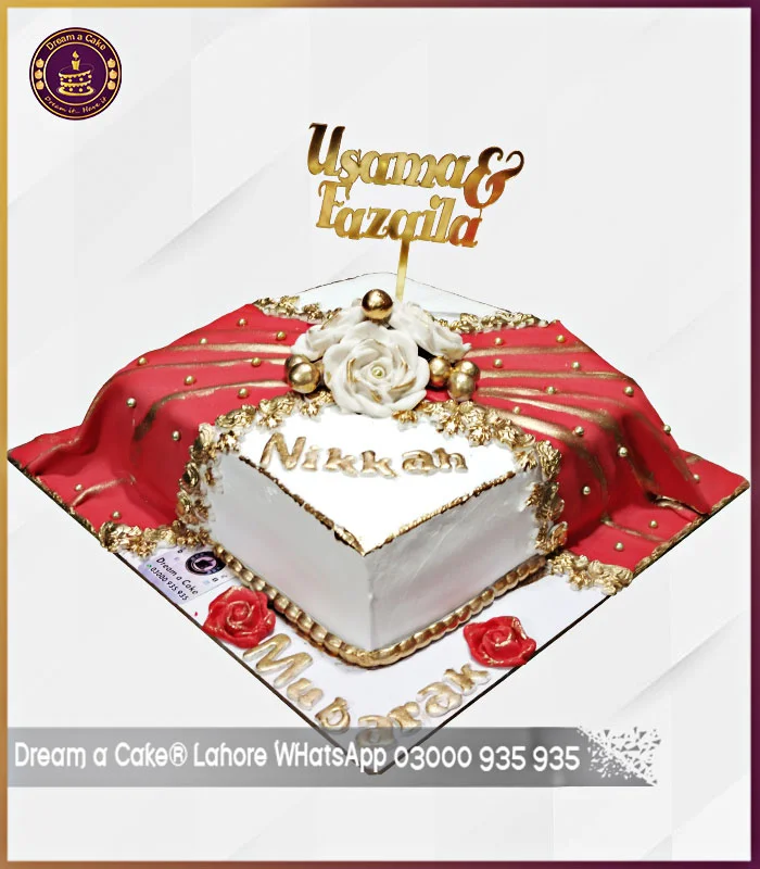 Fondant Made Fresh Flowers Cake for Engagement in Lahore Dream a Cake